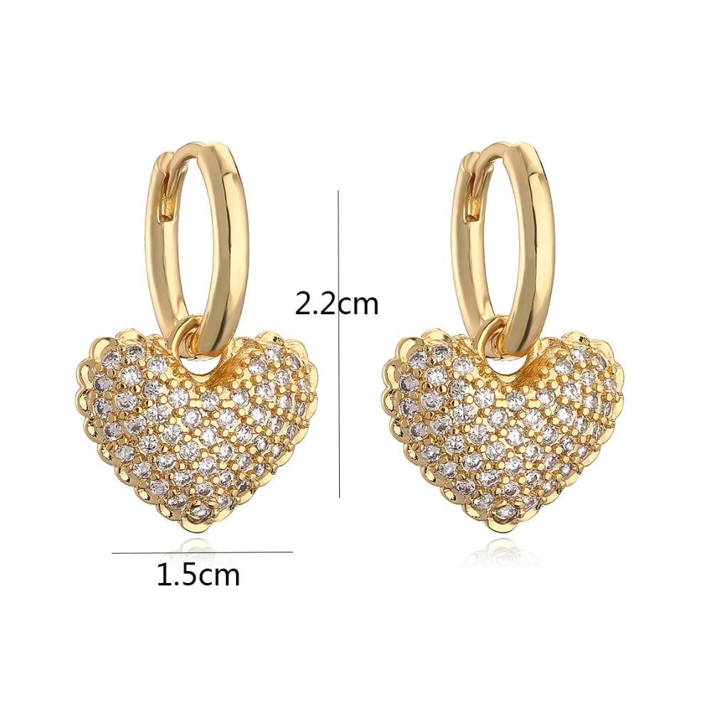 Cute Heart Hoop Earrings 18K Gold Plated