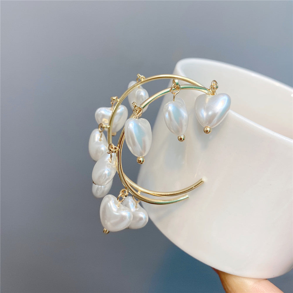 Heart Shaped Pearl Tassel Earring - PEACHY ACCESSORIES