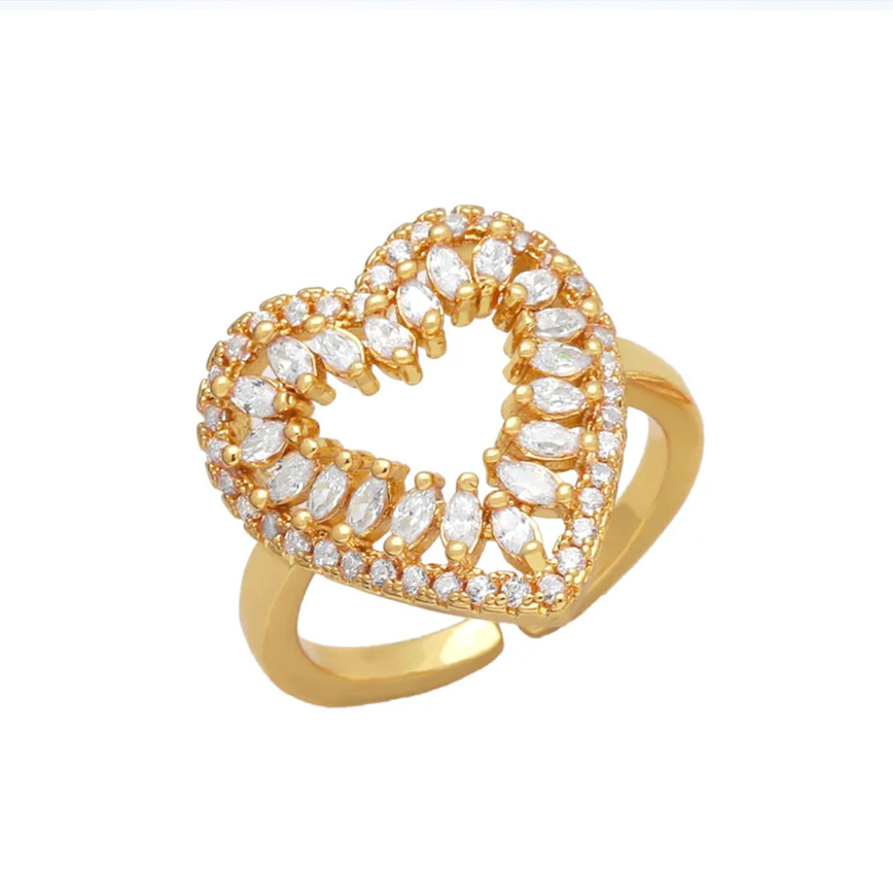 Rare Heart Zircon Ring - 18K Gold Plated