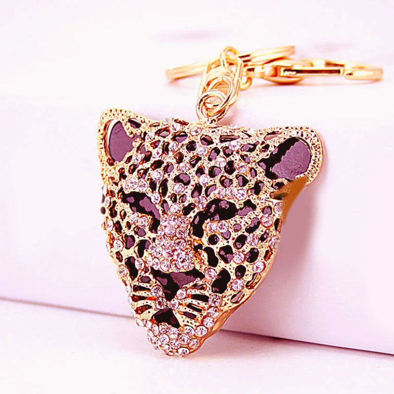 Rhinestone Leopard Metal Keychain - PEACHY ACCESSORIES