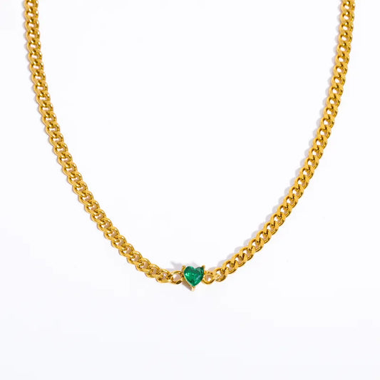 Love Emerald Chain 18K Gold Plated Necklace