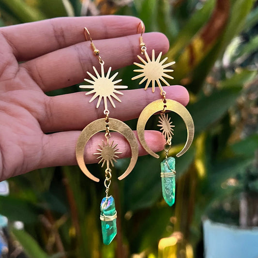 Boho Sun Moon Alloy Drop Earrings 1 Pair - PEACHY ACCESSORIES