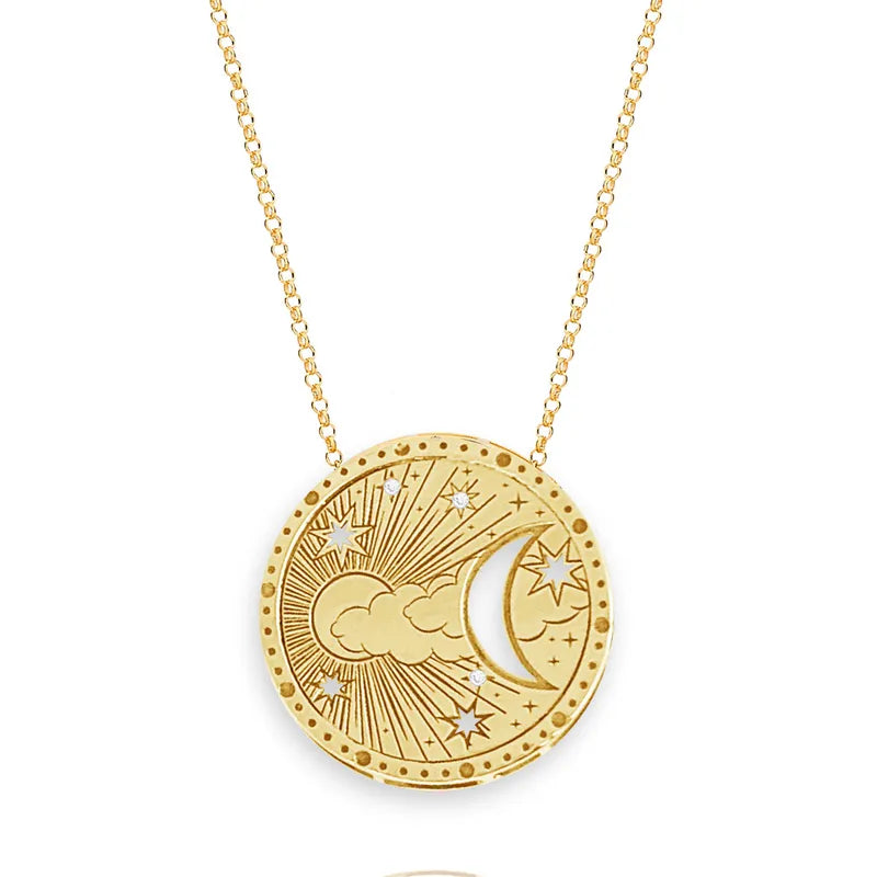 Crescent Moon 18K Gold Plated Necklace -  Premium Collection