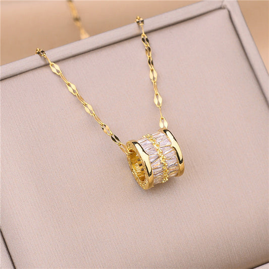 Stainless Steel Zircon 18K Gold Plated Necklace - PEACHY ACCESSORIES