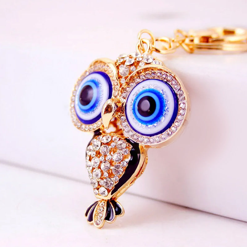 Diamond Owl Evil Eye Keychain - PEACHY ACCESSORIES