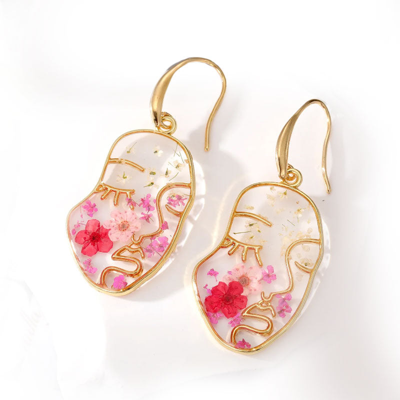 Face Natural Dried Flower Earrings - PEACHY ACCESSORIES