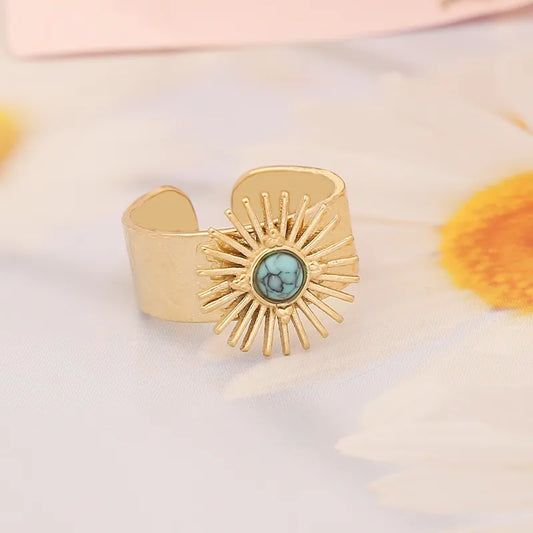 Royal Queen Turquoise Ring 18K Gold Pated