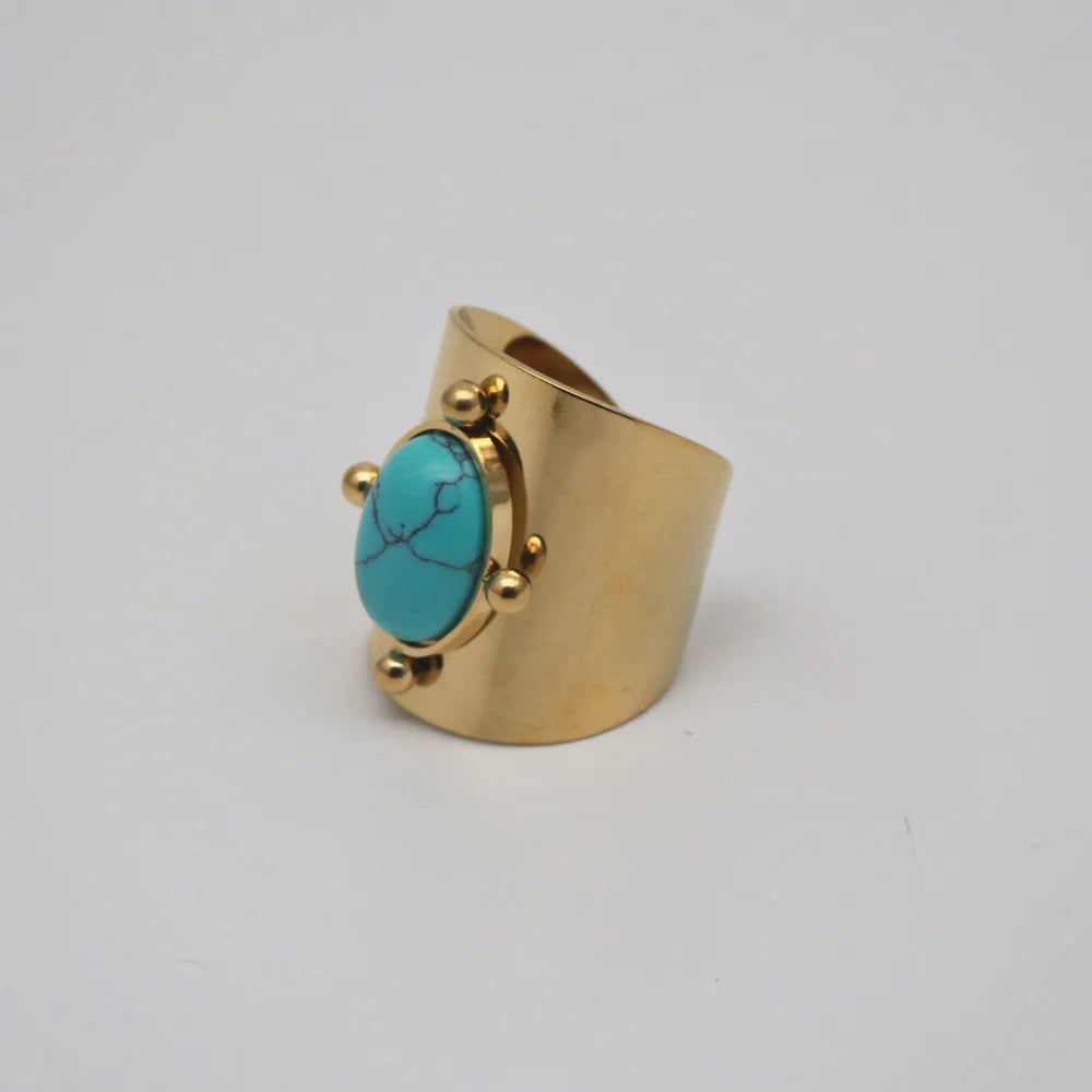 Royal Turquoise Ring 18K Gold Plated