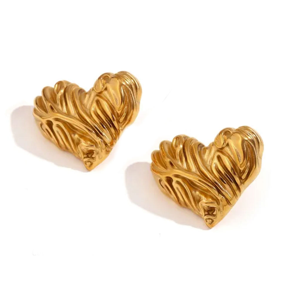 Classic Chunky Heart Earrings - 18K Gold Plated