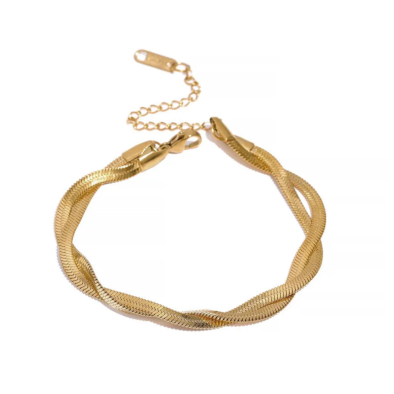 Shake Herringbone Chain Bracelet - 18K Gold Plated