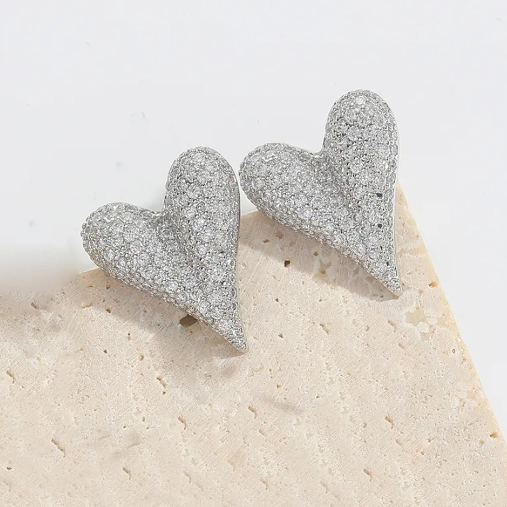 Silver Heart Stud Earrings