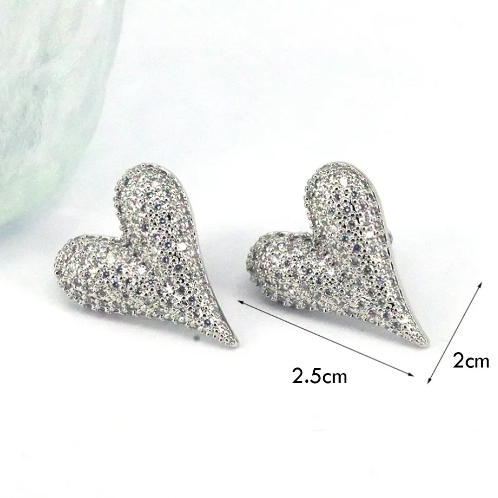 Silver Heart Stud Earrings