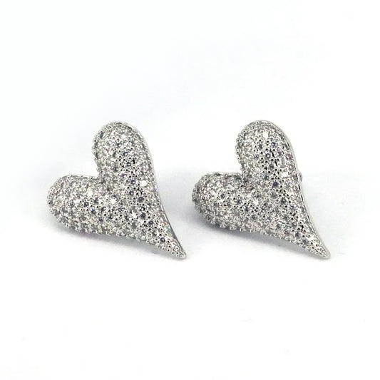 Silver Heart Stud Earrings