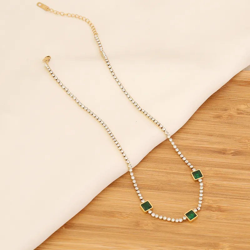 Classic Tennis Chain Green 18K Gold Plated