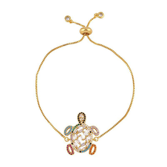 Lucky Turtle Zircon Bracelet - 18K Gold Plated - PEACHY ACCESSORIES