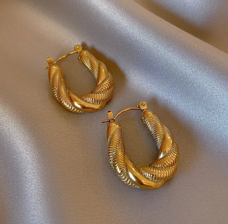 Classic Twisted Hoop Earrings 18K Gold Plated