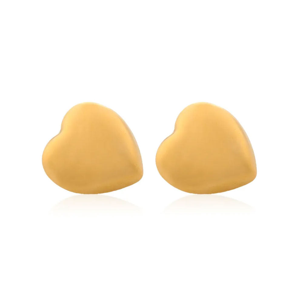 Cute Heart Stud Earrings - 18K Gold Plated